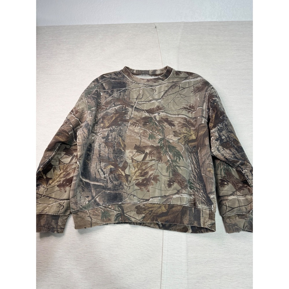 Realtree Camouflage Crewneck Sweatshirt Mens XL Tree Leaf Camo Fleece Pullover